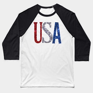 USA Glitter Font Sticker Baseball T-Shirt